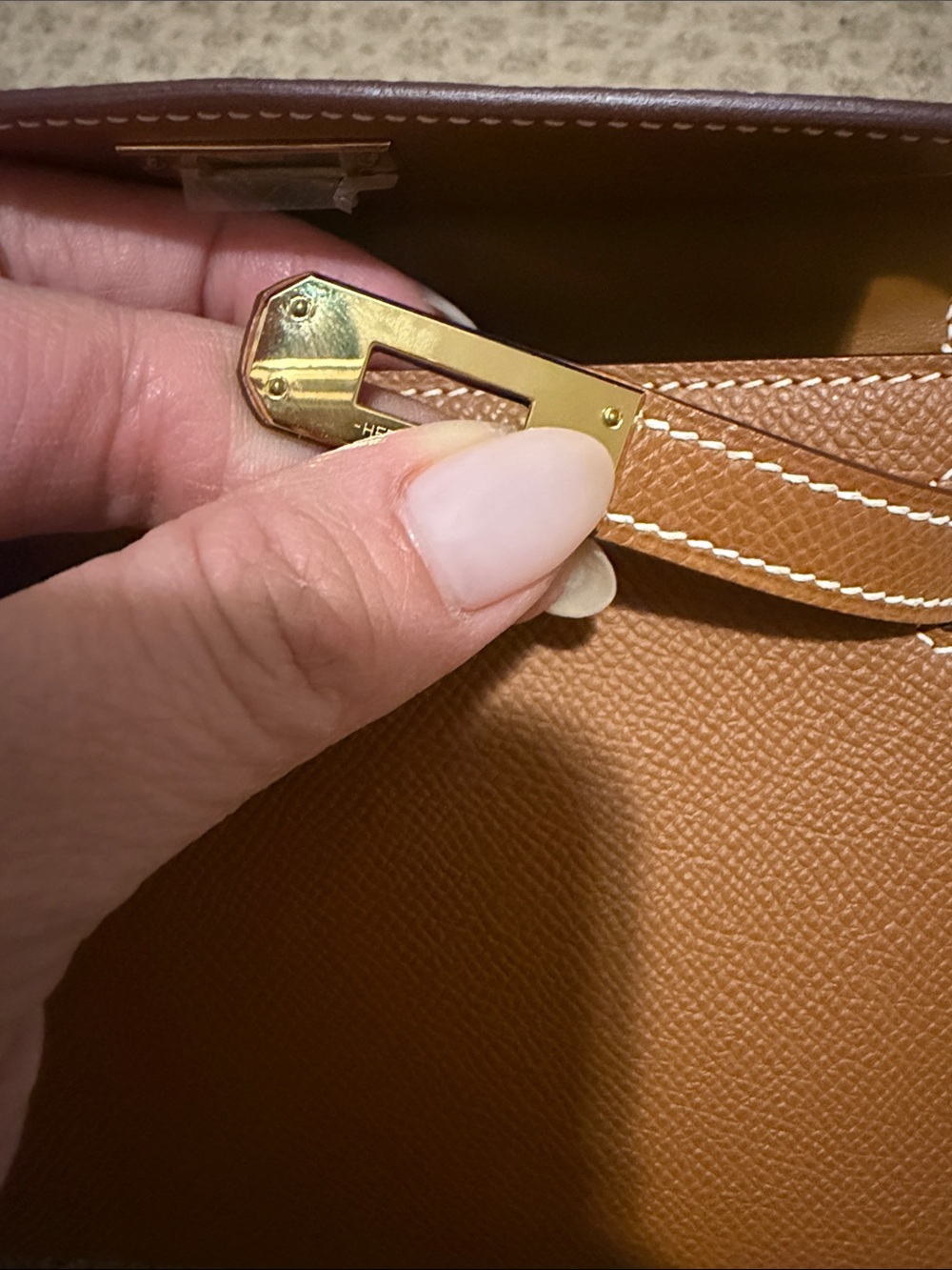 Mini Top-Handle Bag in Tan with Scarf-Wrapped Handle - Picture 8 of 11